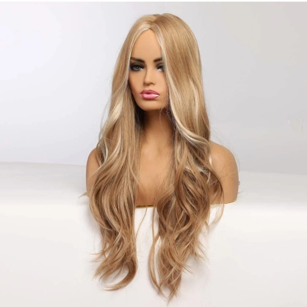 Middle Part Long Wavy Blonde Wig